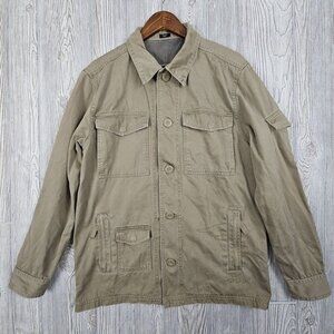 Kirra Canvas Jacket Men's Large Beige Camo Lined‎ Chore Trucker Streetwear
